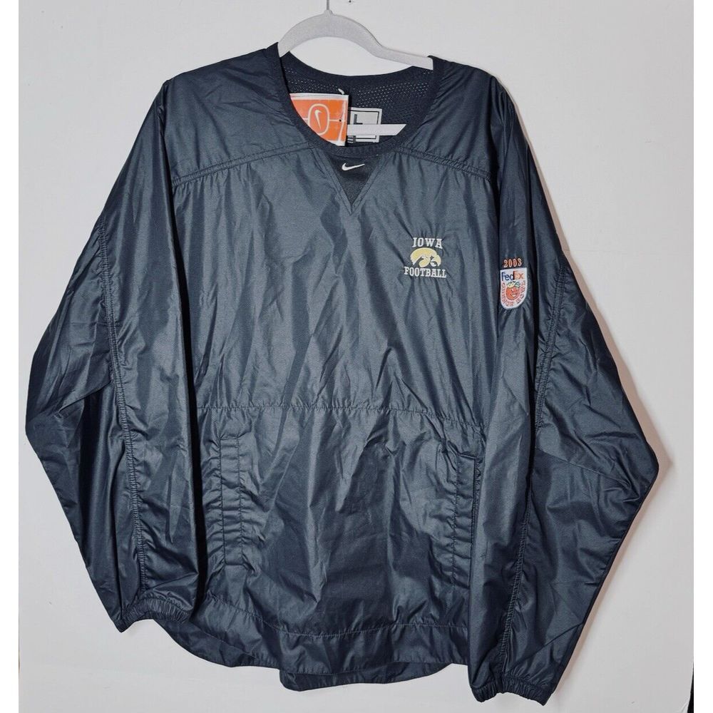 Vtg Nike Iowa Football Windbreaker NEW Men L Center Swoosh Jacket 2003 Bowl Y2K